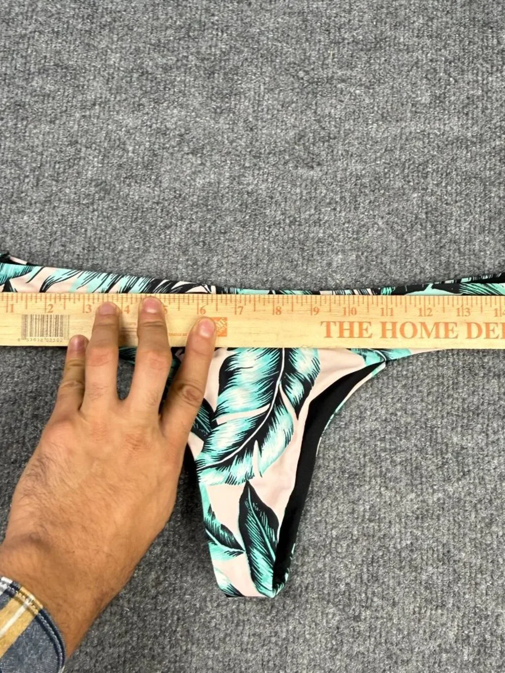 Tropical Palm Cheeky Thong Swim Bottoms No size tag Fits S/M (See Measurements)